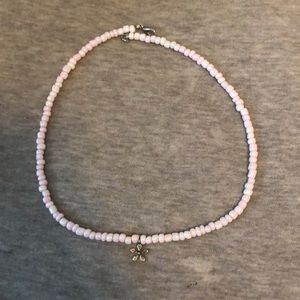 pink neckalace with cute flower charm